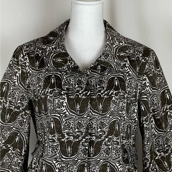Saks Fifth Ave Brown & White Floral Cotton Cropped Blazer Jacket NWOT Size 14 - Picture 3 of 11